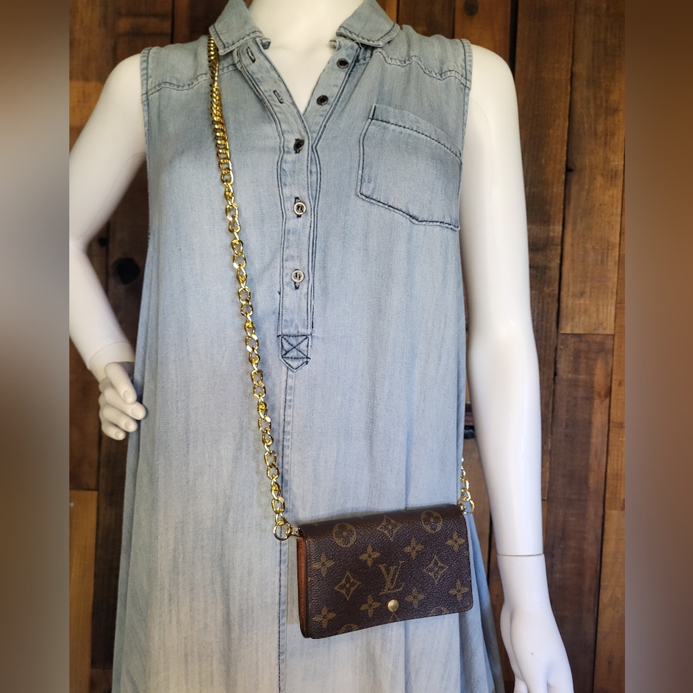 Louis Vuitton Monogram Wallet Tresor Zip Around Wallet Converted Crossbody Bag